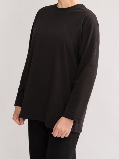 Women's Oversized Full-Sleeve T-Shirt - Black