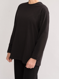 Women's Oversized Full-Sleeve T-Shirt - Black